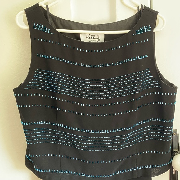 Nylon Beaded Lined Sleeveless Pants Suit - Picture 4 of 11